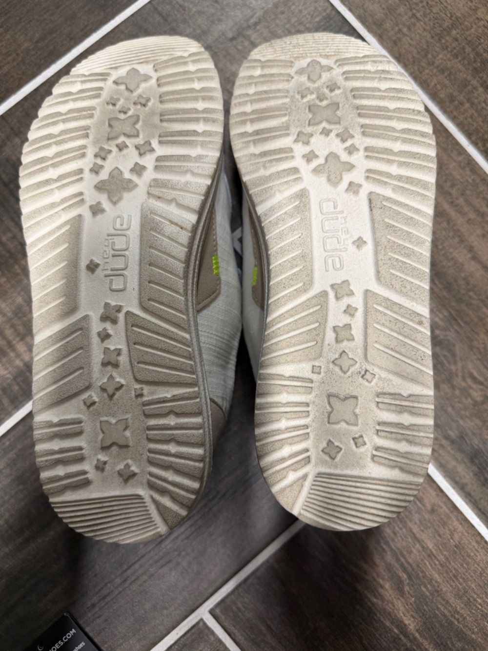Hey Dude Wendy Star White Slip-On Sneakers in Off-White with Green Accent - Picture 6 of 9